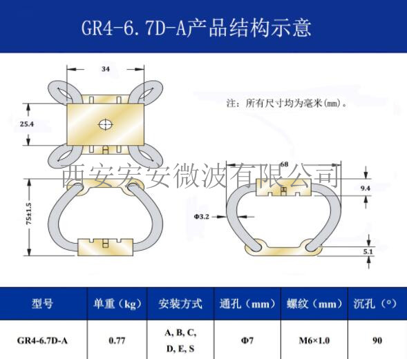 西安宏安精密电子设备防震-GR4-6.7D-A专业钢丝绳隔振器