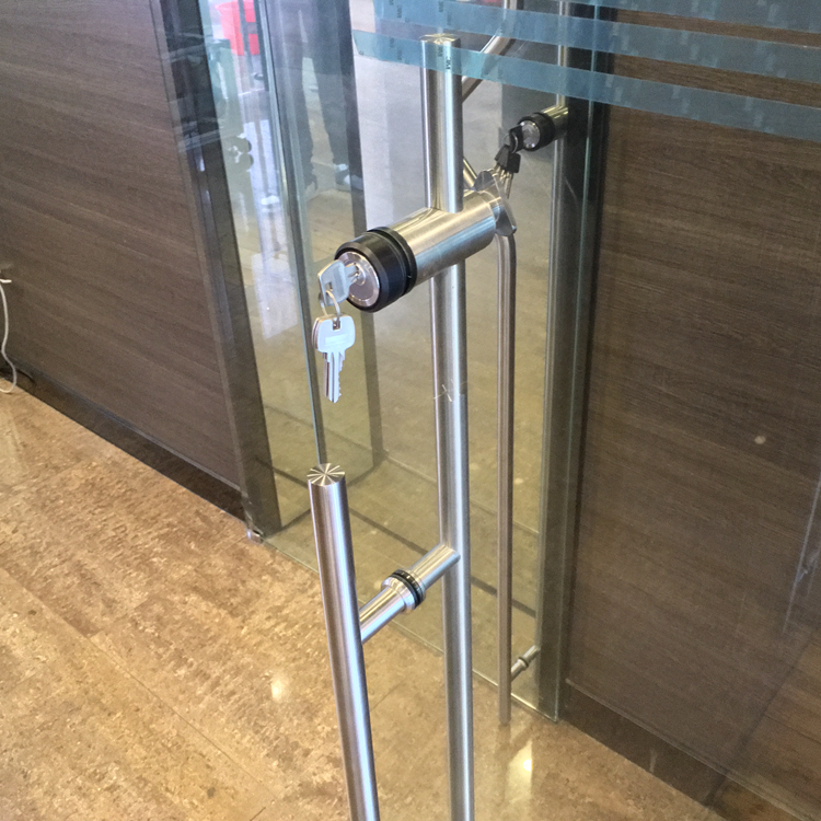 厂家直供办公室玻璃门带锁拉手07D德国品质不锈钢拉手锁