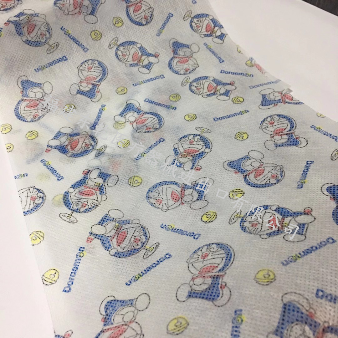 现货彩色印花无纺布 可爱卡通图案 童趣口罩纺粘无纺布