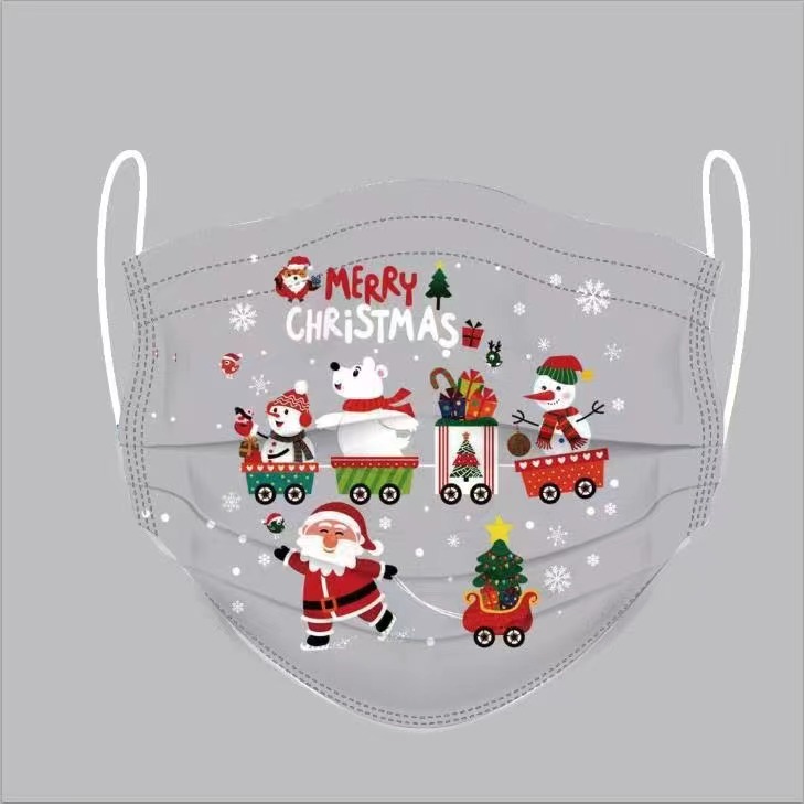 厂家批发 圣诞水刺布 一次性口罩 图案可定制