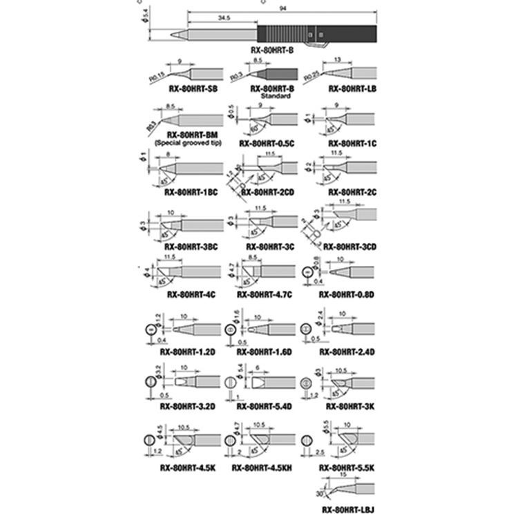【现货】超细烙铁头RX-80HRT-SB