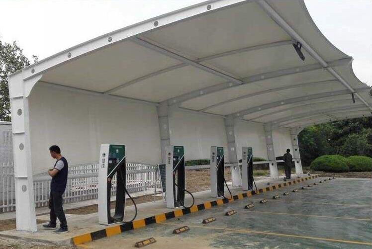 荆州区小区充电车棚销售 荆州区充电桩膜结构雨棚加工