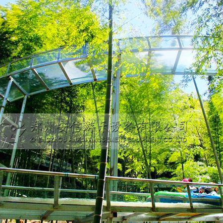 安信游乐 高空玻璃漂流水滑道施工厂家 景区玻璃水滑道安装项目