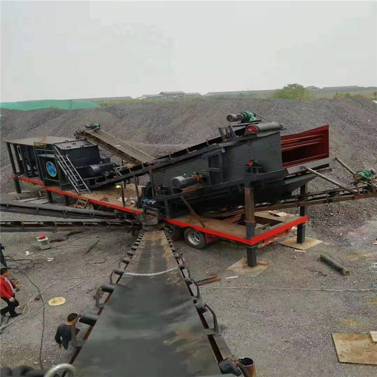 大理石矿石轮胎式移动破碎机 车载式移动制砂机设备