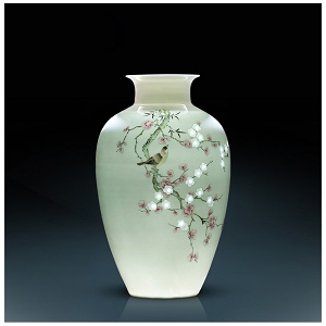 景德镇陶瓷花瓶手绘半刀泥赏瓶工艺品摆件