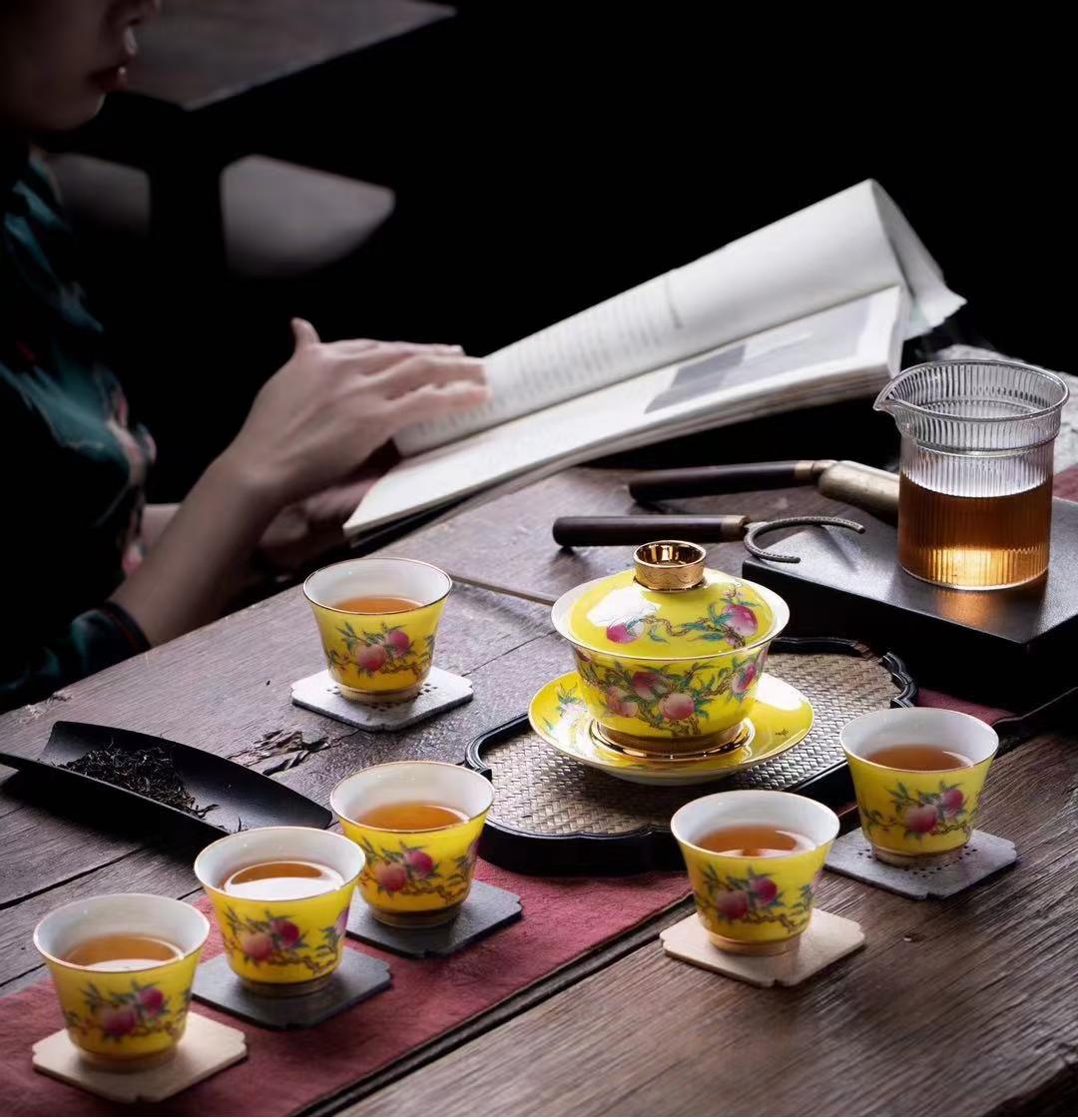 景德镇高白瓷茶具礼品套装 功夫茶具套装盖碗茶具组合茶具