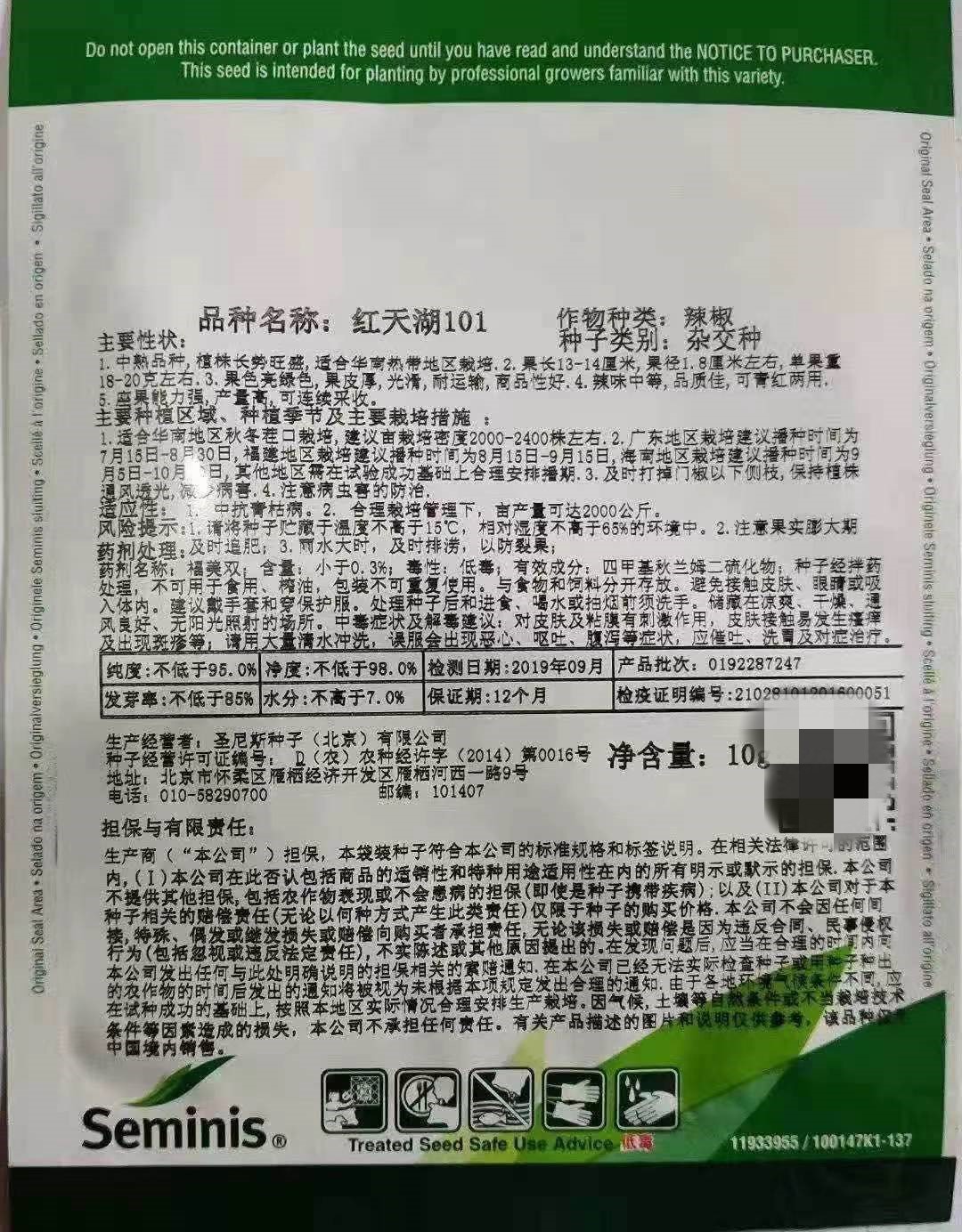 美国圣尼斯进口 红天湖101辣椒种子苗子 座果能力强  产量高  可持续采收 山东寿光蔬菜种业