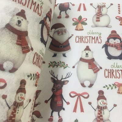 厂家供应 圣诞水刺布 口罩布 图案可定制