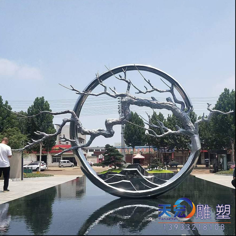 不锈钢酒店广场公园水景圆环雕塑