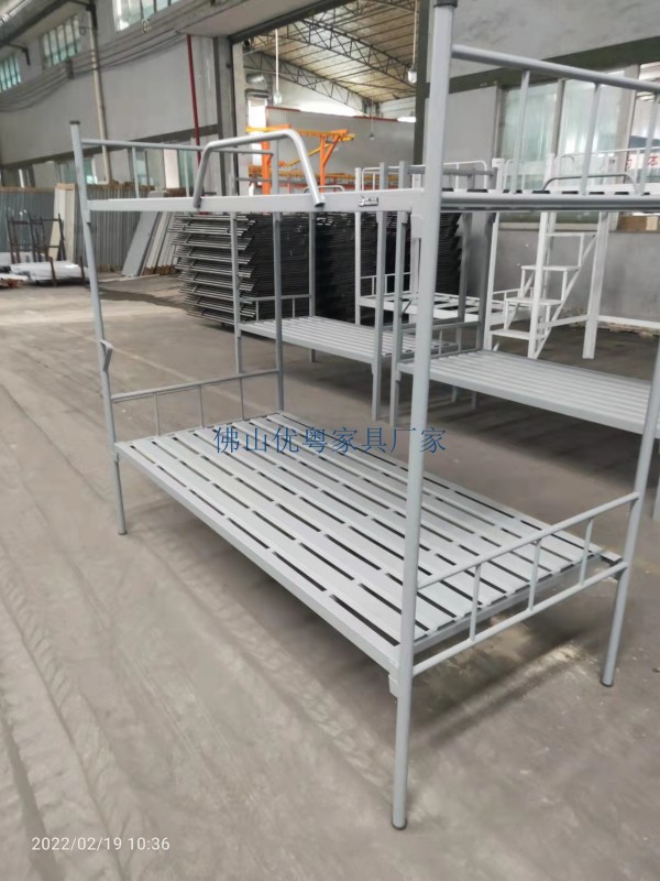 广州钢板铁板床型材管学生宿舍铁架床带床下柜厂家