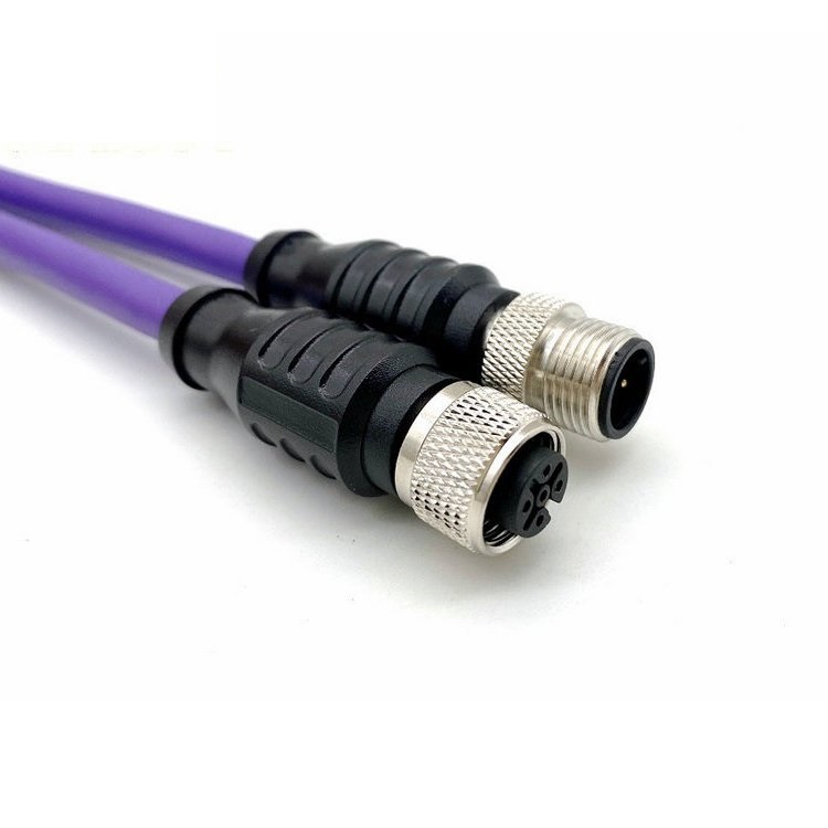 科迎法电气M12预制型传感器电缆连接器，5针航空插头直头带线2米
