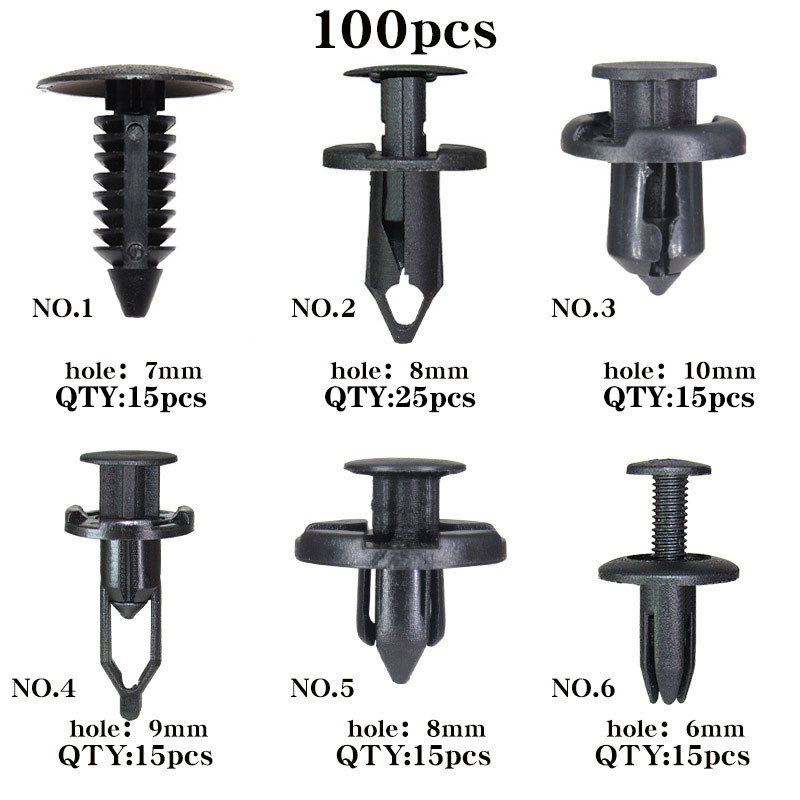 100pcs适用丰田本田福特汽车挡泥板塑料铆钉6mm7mm8mm9mm10mm卡扣