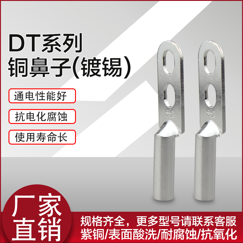 【管式双孔铜鼻子 镀锡铜端子 DT双孔 双孔接线端子】价格_厂家