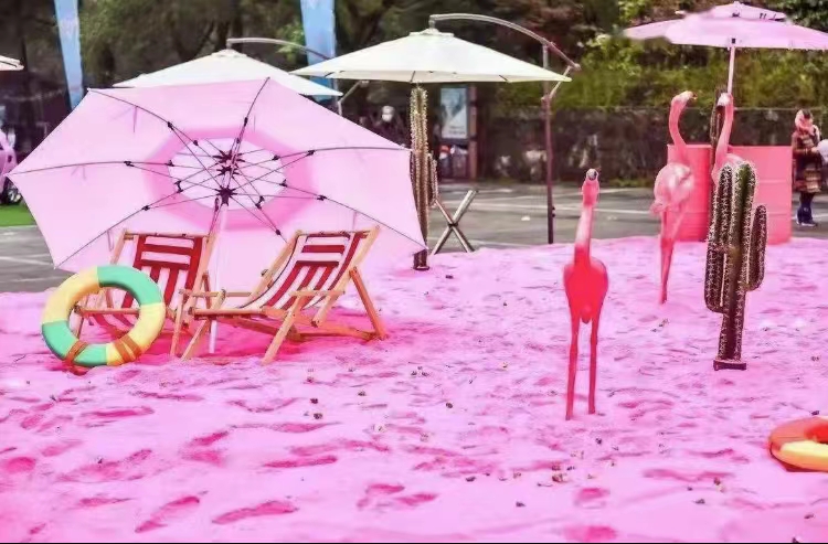 南阳网红粉色沙滩租赁 暖场互动粉色沙滩租赁公司