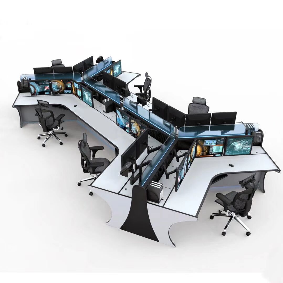操作台监控台监控室控制台指挥中心调度中心工作台监控桌监控平台弧形现代