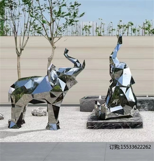城市不锈钢大象造型雕塑摆件生产厂家