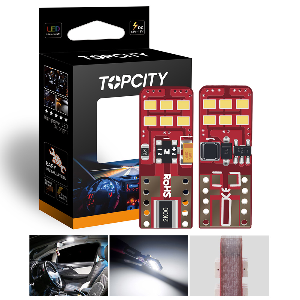 Topcity光电一号工厂销售T10Canbus示宽灯阅读灯牌照灯仪表灯