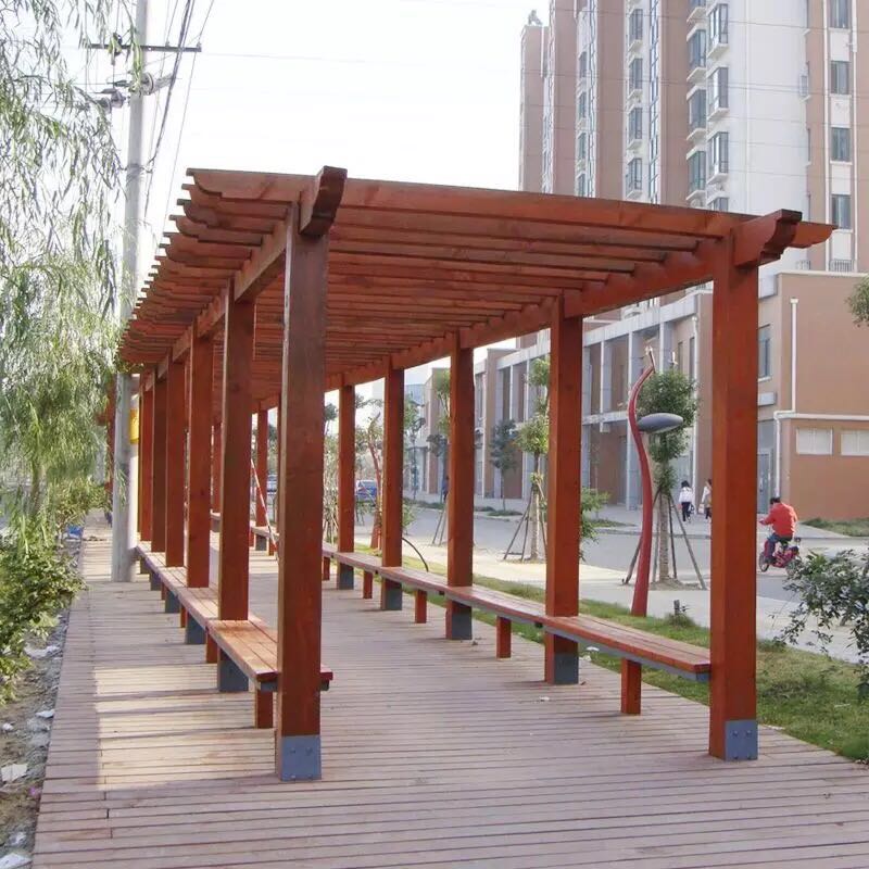 甘肃兰州防腐木长廊-木廊架