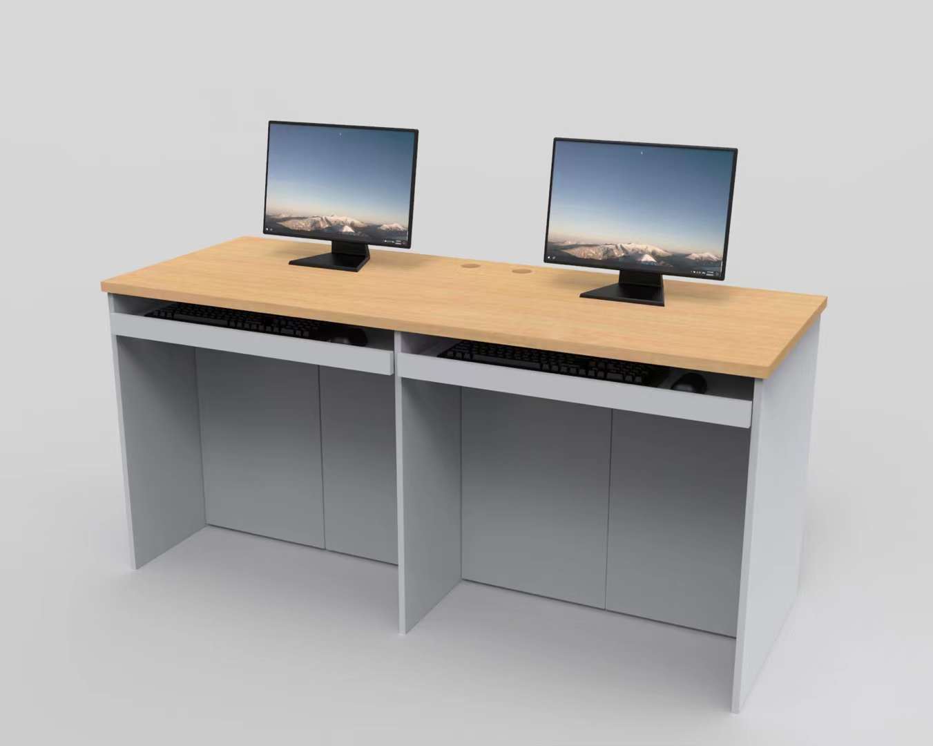 学校机房电脑桌 学生单人双人台式电脑桌 简约多媒体微机室电脑桌