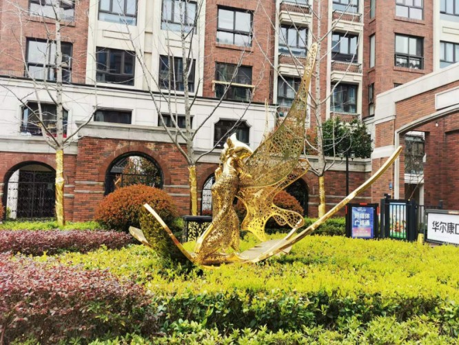 上海双都汇地产入口雕塑 精灵电镀雕塑定制