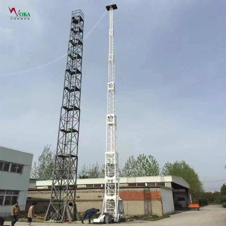 空管升降式雷达塔 60米侧翻式天线升降杆 移动二次雷达升降塔杆
