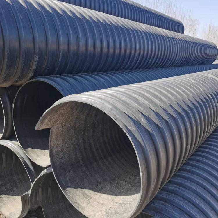 HDPE钢带螺纹污水管 直径500/600排污管