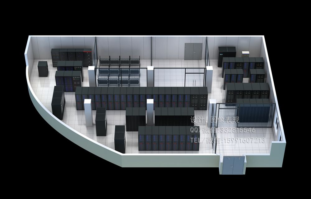 惠州机房效果图制作_3D户型图设计