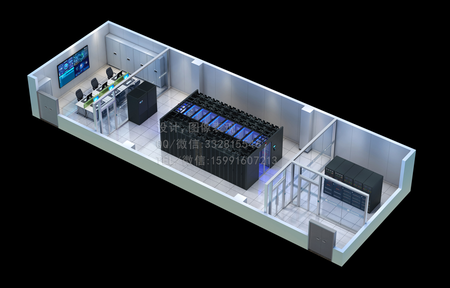 宜昌机房效果图设计|高性能微模块机房俯视图