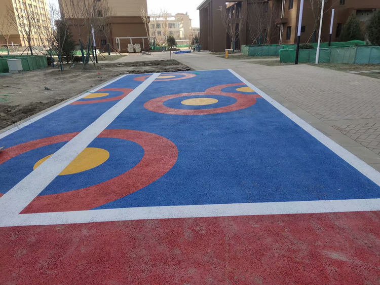 天津静海区mma彩色路面涂料 彩色路面 公园混凝土路面改色施工